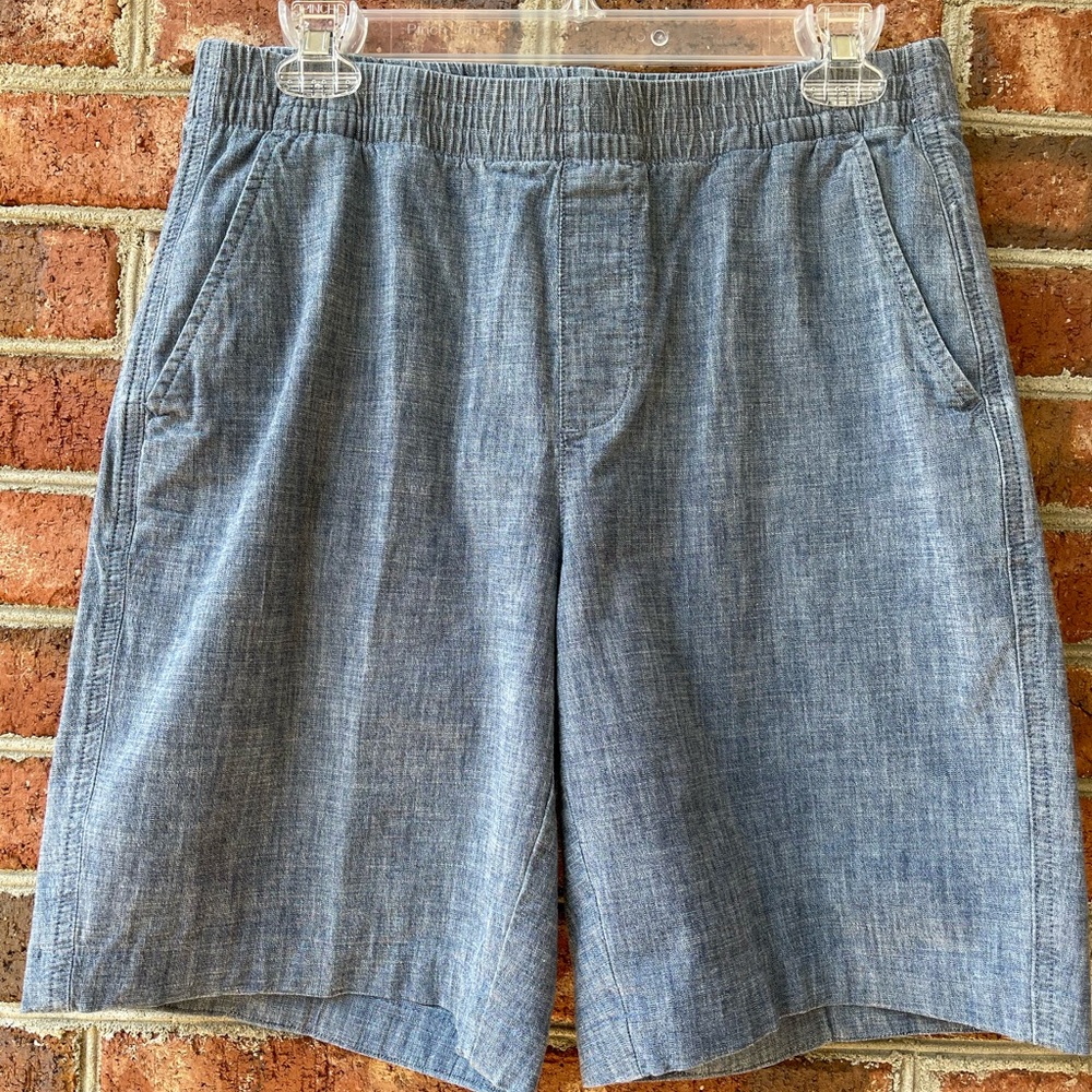 LANDS END - Size 8 - Blue Elastic Waist Pull On Chino Bermuda Shorts Womens
